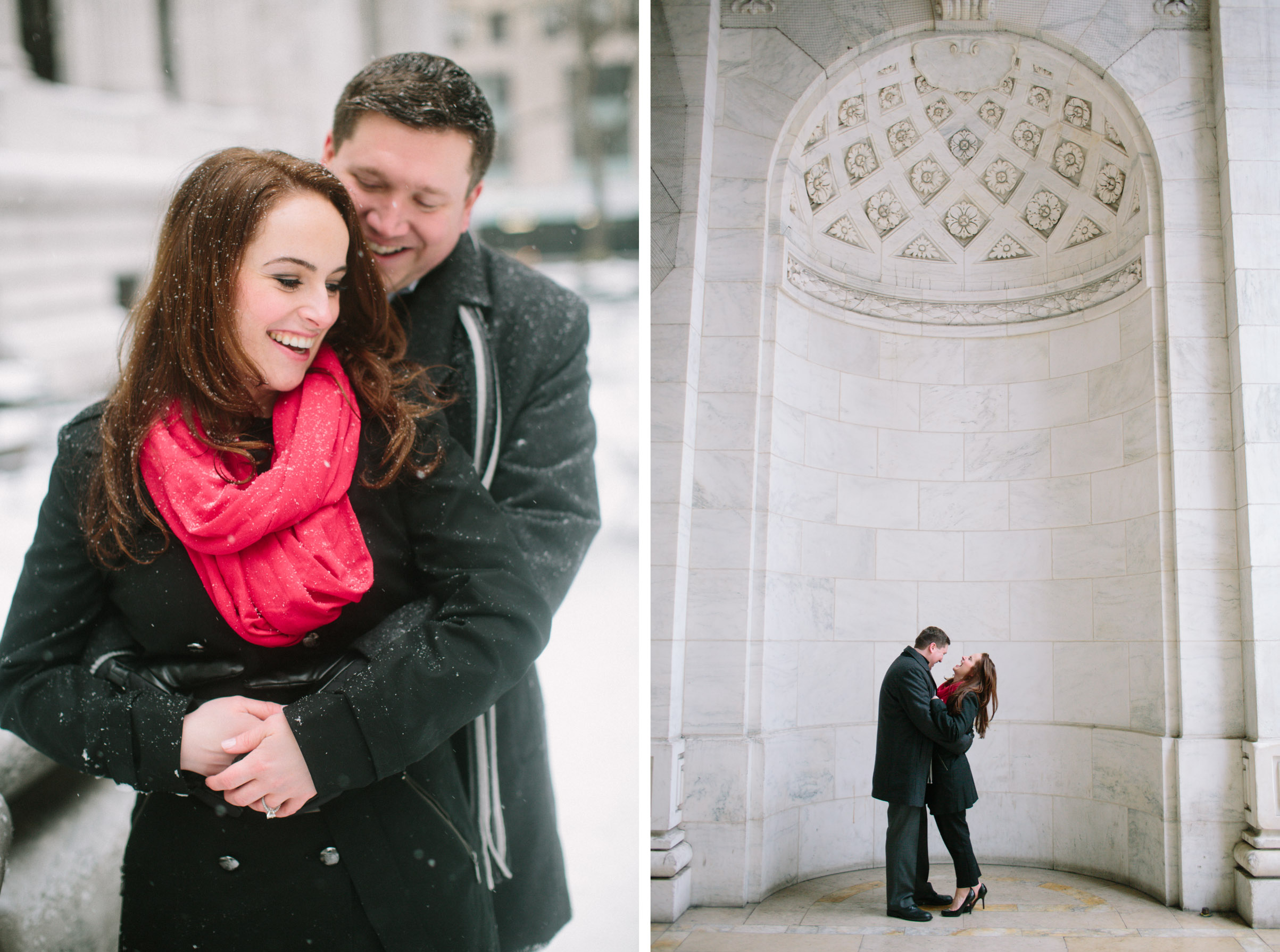 NY Public Library Engagement Photos_Grand Central Engagement Photography_Snowy NYC Engagement Session