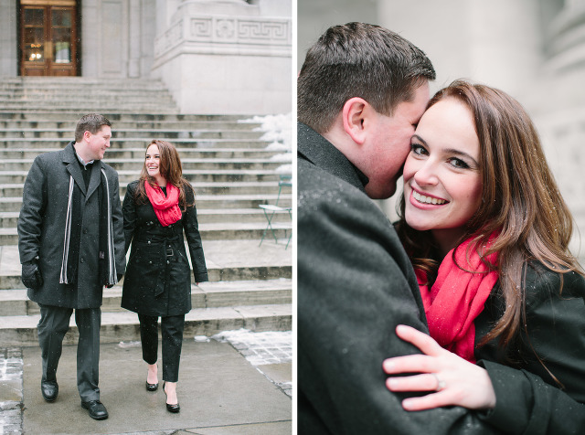 NY Public Library Engagement Photos_Grand Central Engagement Photography_Snowy NYC Engagement Session